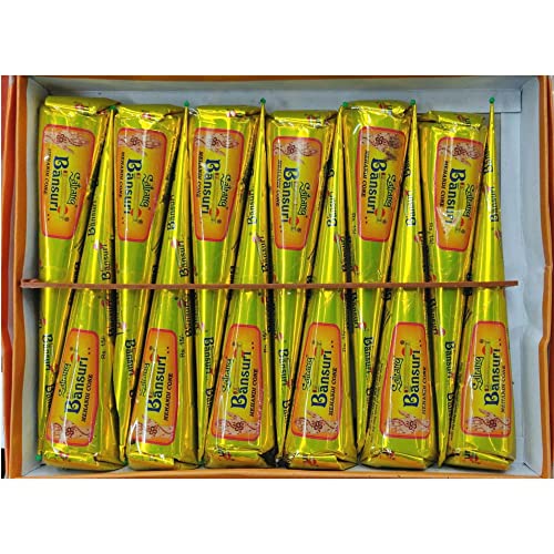 AtoZ India Cart Natural Ready to Use Henna Paste Cone for Mahendi Henna Mehndi Cone Natural Herbal Temporary Tattoo Body Paint Mehendi Cone Fresh Organic Heena Cone 100% Natural Handmade Mehdi Cones (1 Cone)