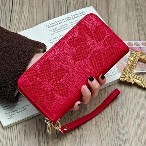 Womens Wallet RFID Wristlet Wallet for Women Zip Around Credit Card Holder Floral Leather Ladies Clutch Long Purse2