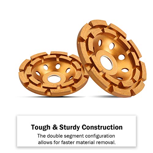 KSEIBI 644030 41/2Inch Double Row Diamond Cup Grinding Wheel Gold for
