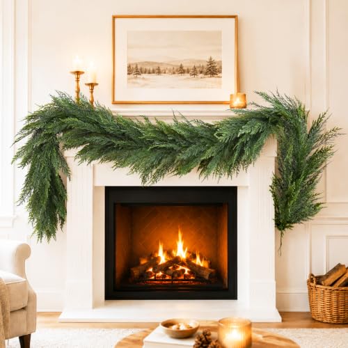 6FT Christmas Garland Soft Layered Greenery Real Touch Cedar Garland - image 5