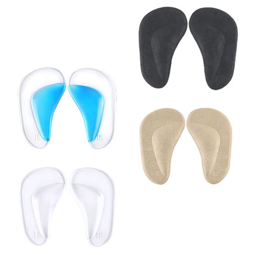 Healifty4 Pairs Gel Arch Support Cushions Reusable Shoe Insoles Reusable Arch Inserts Foot Arch Support Pads Adhesive Arch Pad for Flat Feet, Plantar Fasciitis (9. 7x5. 8cm)