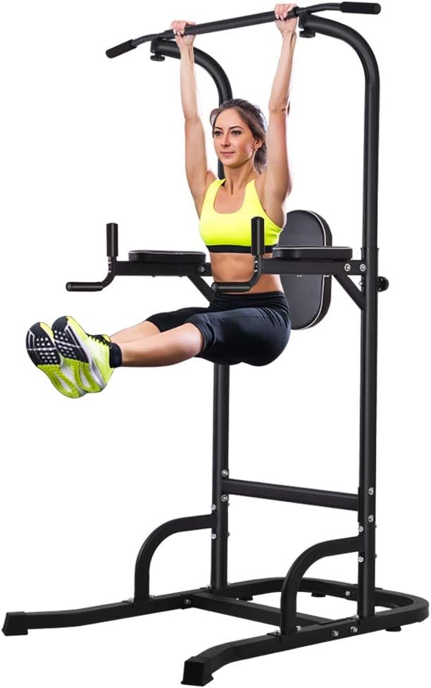 ONETWOFIT Multi-Function Power Tower Adjustable Height Home Fitness Workout Station Dip Stands Pull up Bar Push Up OT061