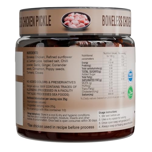 Image of MAHIKA FOODS Boneless Chicken Pickle, Size: 250 Gm + JAR