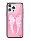 Wildflower Cases - Compatible with iPhone 16 Pro Max | Protective Black Bumper, 6.5ft Drop Test Certified, Women Owned Small Business | Pink White Wings Aesthetic Trendy | Angel Baby