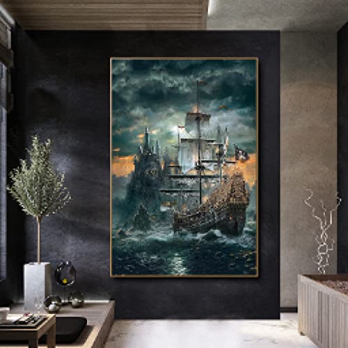 Voilier Paysage Marin Décor Peinture pour Grand Mur de Salon