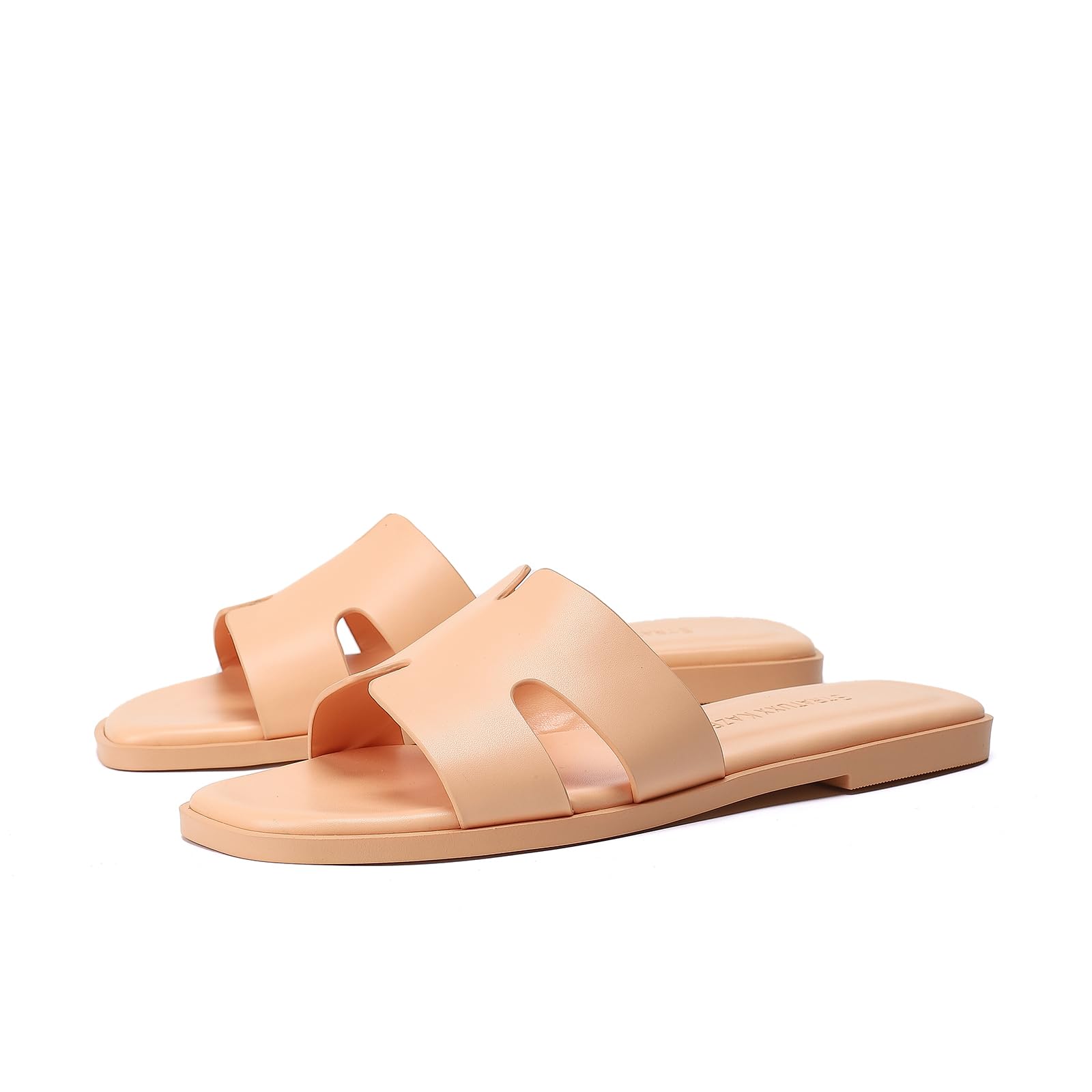 Stratuxx Kaze Open Toe Flat Dress Sandals Womens Slide Comfortable Summer Black, White, Tan Sandals for Women