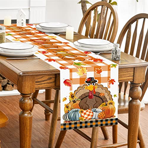 Herbst Tischläufer,Herbst Läufer Deckchen,Erntedankfest Herbst Themen Tischläufer,Tischläufer Herbst Ahornblätter,Leinen Herbst Tischläufer,Herbstfeste Wohnkultur Thanksgiving Party,32x180cm Cover