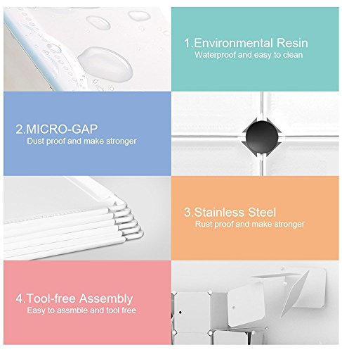 Image of EXVITO 6+2 Door Kids Plastic Wardrobe for Clothes, Foldable Plastic Almirah for Clothes, Collapsible Wardrobe for Storage, Baby Cupboard for Clothes, Storage Rack for Kids - White