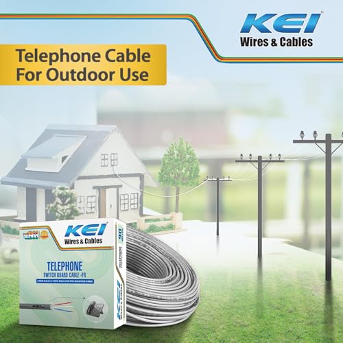 Image of KEI Telephone Cable, 2Pair X 0.4mm Dia, 99.97% Pure Copper Conductor, Flame Retardant, PVC Insulated Telephone Cable for Residential,Offices,factories & Hotels Use(Grey, 90 Meter)