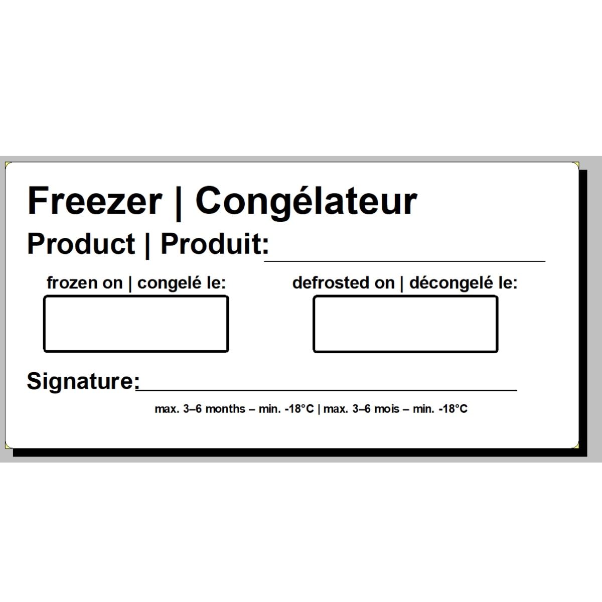 Etichette solubili in acqua per freezer, ideali per gastronomia e grandi cucine, autoadesive e senza lasciare residui. 500 etichette sciolte su rotolo. Dimensioni 70 x 35 mm