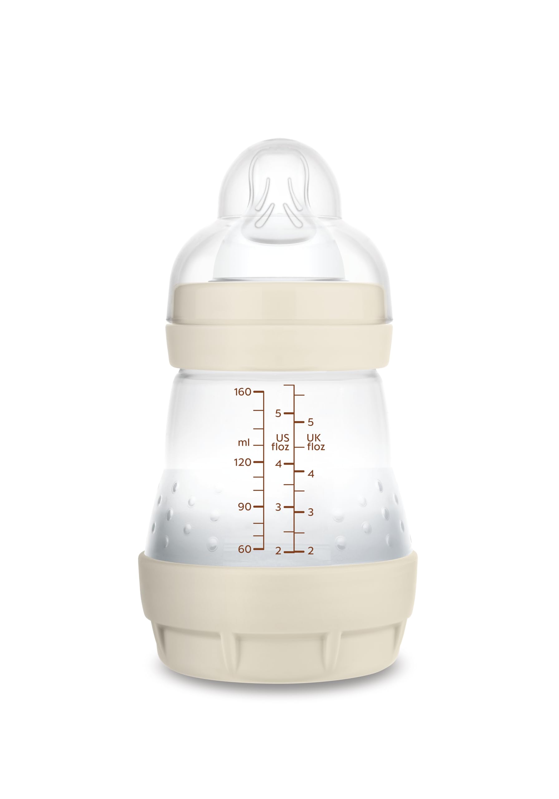 MAM Anti-Colic Bottle, Newborn, 0-2 Months, 160 ml, with 1 Slow Flow Silicone Teat of Easy Acceptance, Self-Sterilizable and Easy to Clean, Easy Start Anti-Colic, Neutral Matt, Pack 1pc