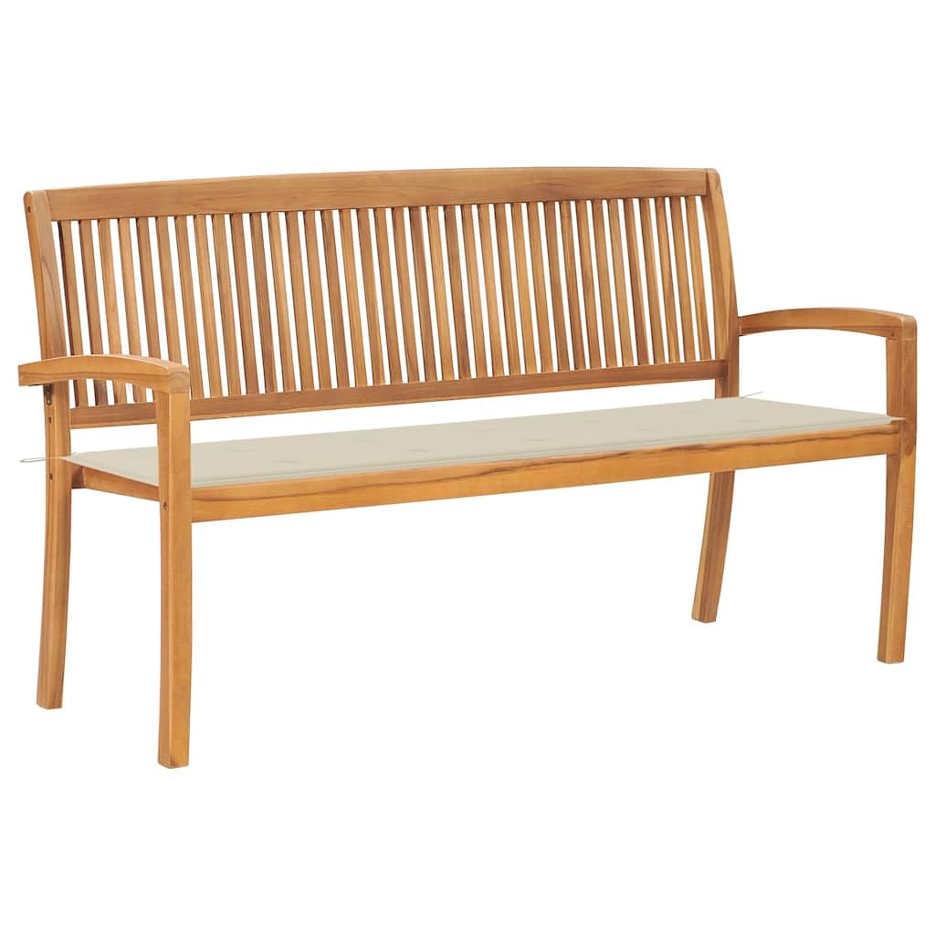 Banc de jardin en teck massif avec coussin 159 cm de prestige