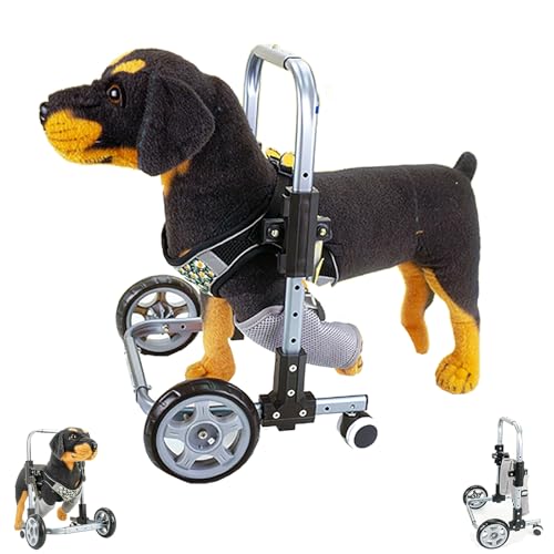 ノーブランド品 犬用車椅子, 前脚用4輪, 調節可能, 前肢歩行補助具付き, 負傷・障害・麻痺のペット向け