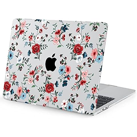 BlueSwan Case Compatible with MacBook Air 13.6 Inch M2 Chip A2681 (Released in 2022), Protective Case Made of Hard Plastic with Flower Pattern, Transparent Cover