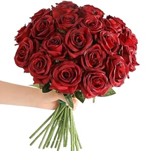 Tifuly Red Roses Artificial Flowers...