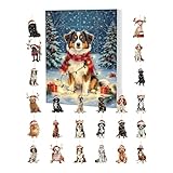クリスマスカウントダウン,ドッグ 2D アクリル ペンダント - 24日間 カレンダー オーナメント,大人向け 季節の 子供向け ハロウィーン サンクスギビング イースター ホリデー ティーンズ