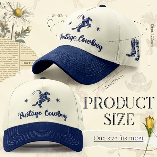 Image of JaGely Two Tone Western Cowboy /Cowgirl Trucker Hat for Women Men Gift Vintage Embroidered Country Baseball Cap