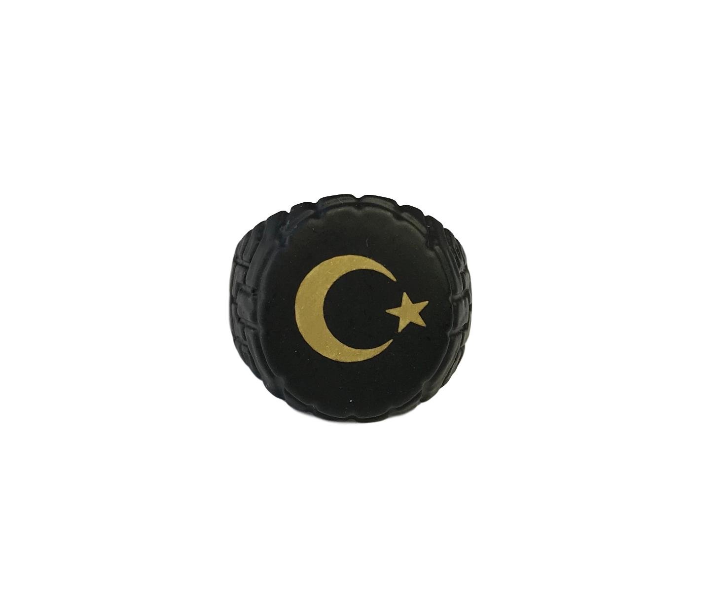 Gök-Türk ring for men 'Crescent with Star' Ay Yildiz adjustable size black