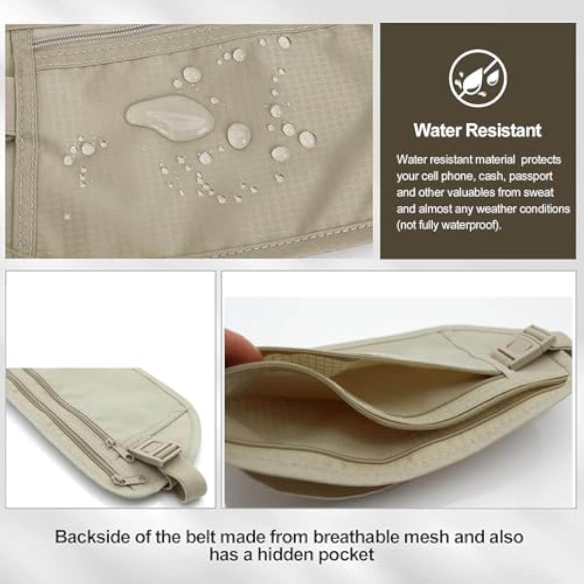 Travel Money Belt with Hidden Waist Pocket