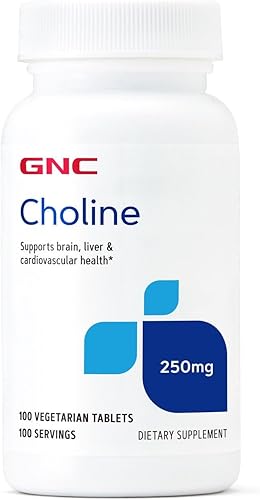 GNC Colina 250mg | Apoya la salud cerebral, hepática y cardiovascular | Vegetariano | 100 unidades