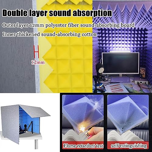 WORDFUN Booth portátil para grabación vocal, caja de aislamiento acústico, escudo absorbente para micrófono, estudio de grabación de sonido miniatura 4