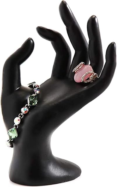 Homeanda Resin Hand Form Ok Gesture Ring Hand Chain Display Stand Holder Organizer (Black)