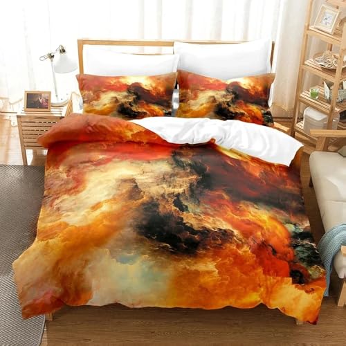 Housse de couette en microfibre douce effet granit jaune 260x240