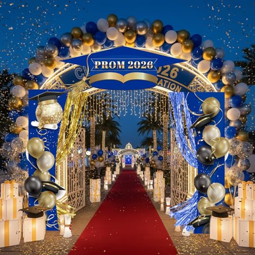Set de fondo decorativo graduación 2026 azul y dorado miniatura 4