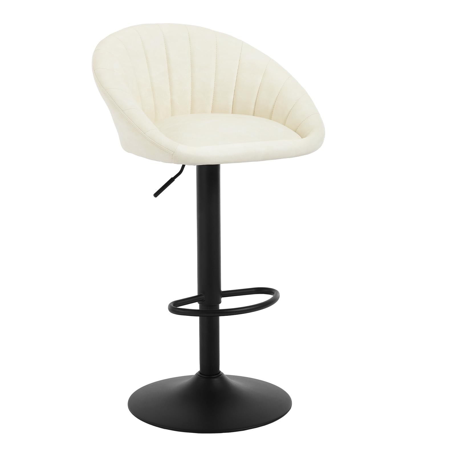 WOLTU 2X Taburetes Bar Giratorios con Respaldo Piel Sintética, Beige