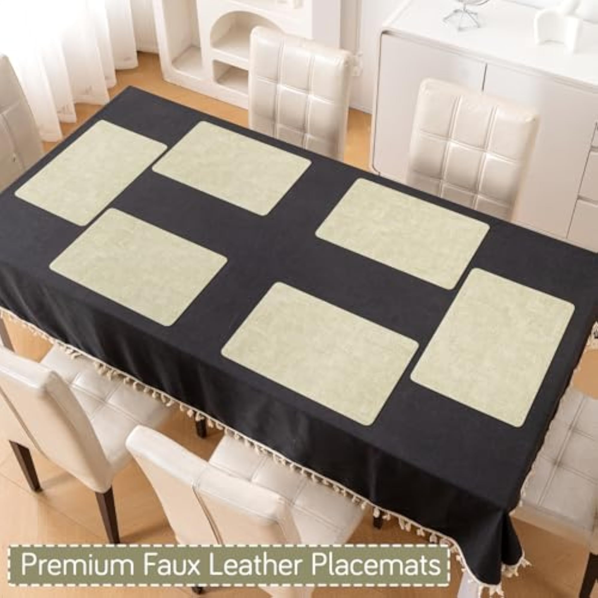 Faux Leather Placemats Set of 6, Modern Weaves