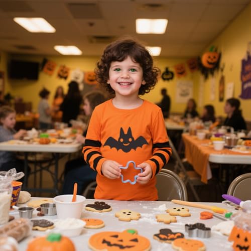 Kids Halloween Shirt Toddler Boys Girls Tees with Monster Struck Ghost Bat Pumpkin Face Graphics Long Sleeve 2-7t4