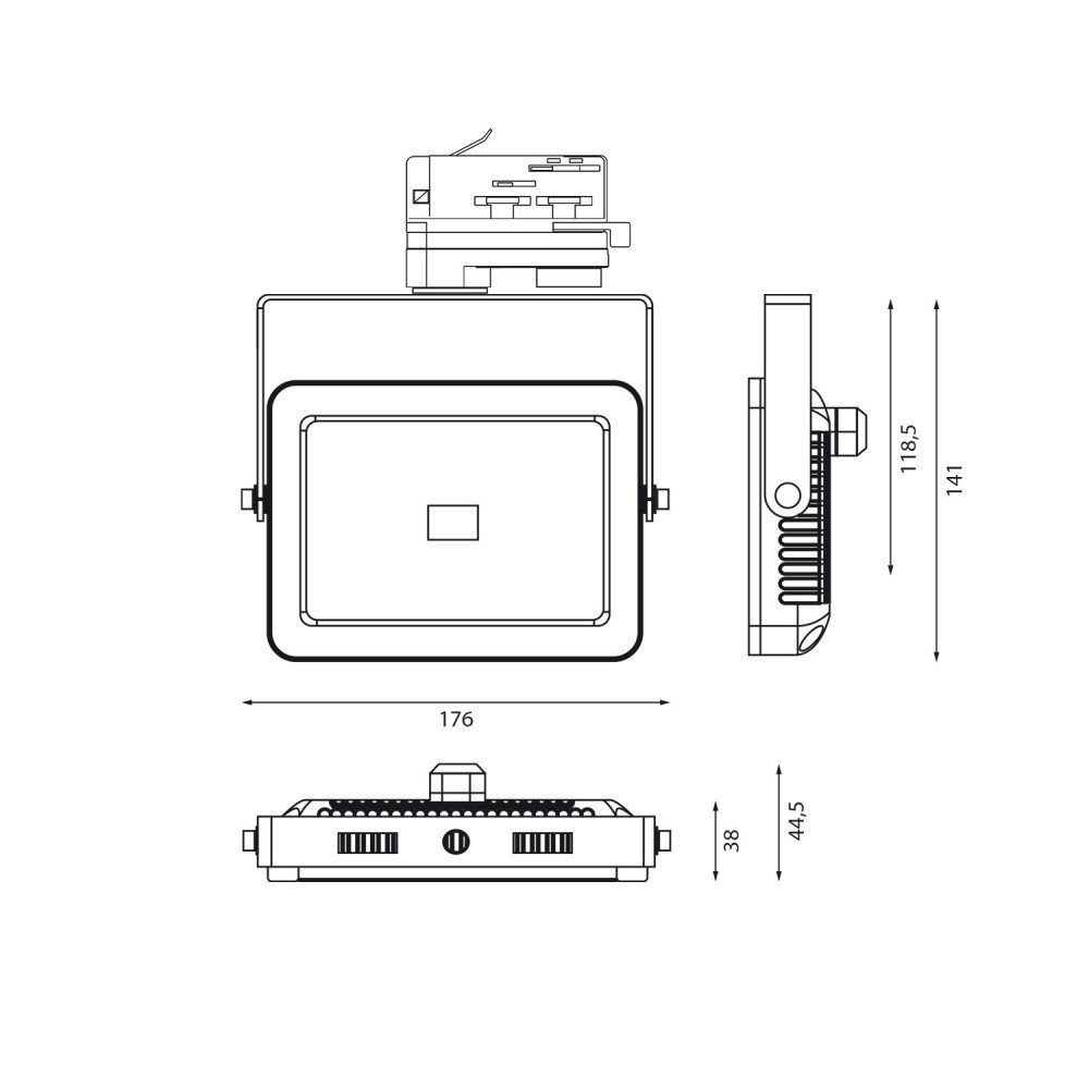 CLE LED Stromschienstrahler 30W weiss 3500K Adapter für Staff Erco Eutrac Uni Schiene Breitstrahler