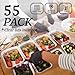 (55 Pack) 1 Lb Aluminum Pans with Lids, Disposable Baking Foil Containers, Takeout Food Storage, Freezer - Mini Foil Pans with Clear Lids for Restaurants & Catering - Size 5.5x4.5x1.9 Spare Essentials