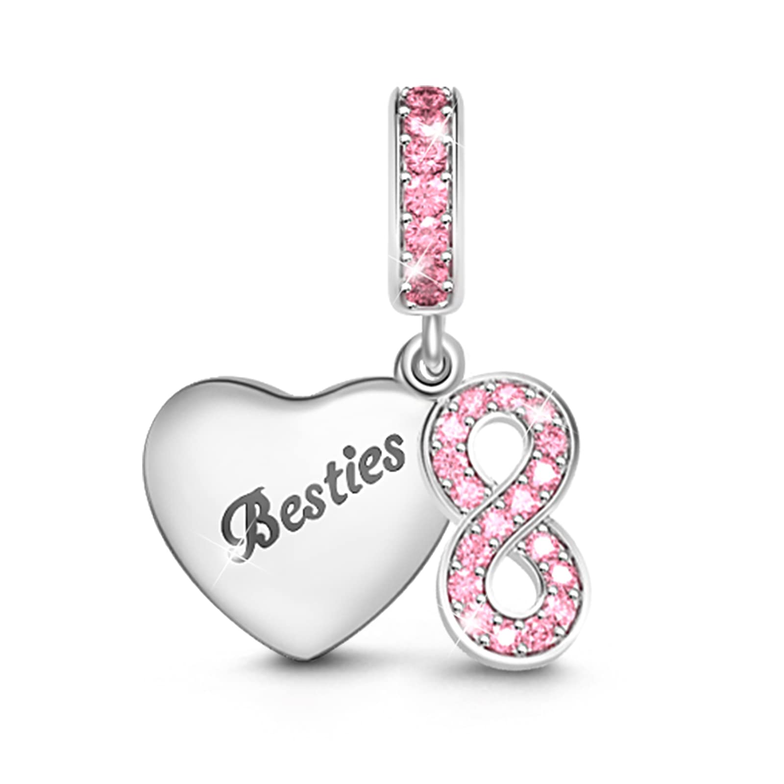 GNOCE Cane Dalmata Abbracci Cuore Pietra Preziosa Charm Bead 925 Sterling Silver Animal Charms per Charms Bracciale Collana Regali per Ragazze Moglie