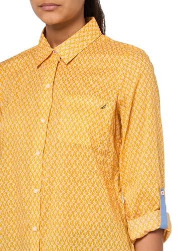 Image of Nautica Women's Button Front Long Sleeve Roll Tab Shirt