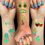 Luminous Temporary Tattoos Stickers for Kids 113 Pieces Mixed Style Glow In The Dark Summer Slipper