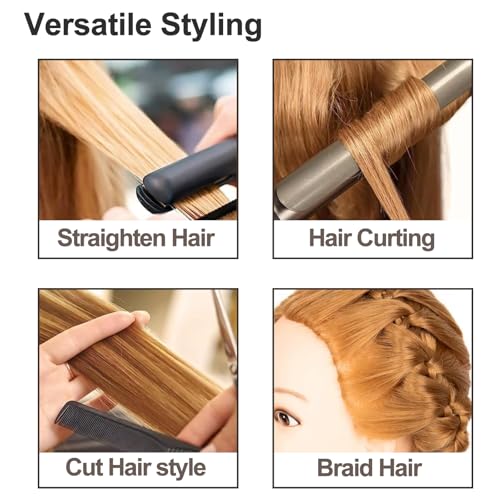 VEELTRAS Übungskopf, 100 % Echthaar, Frisierkopf, professioneller Puppenkopf mit kostenloser Klemme, Braun