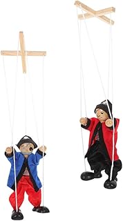SAFIGLE Funny Wooden Pirate Marionette Pull String Puppet, Creative Marionettes Sting Puppets for Kids, Silly String Puppets Pull String Toy for Kids Party Favors
