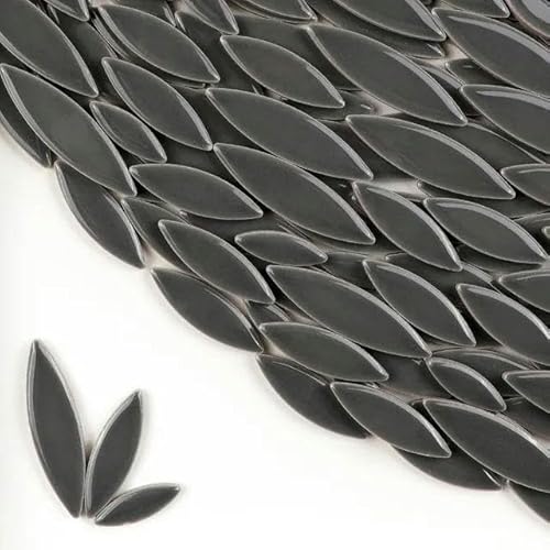 Piastrelle con foglie in ceramica da 600 g/21,6 once Piastrelle a forma di foglia in porcellana fai-da-te 3 dimensioni-Mix 4 mm/0,15 pollici di spessore Piastrelle lanceolate-Grigio-600 g-21,6 once