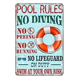 Viodenl Poolregeln Metallschild 30,5 x 20,3 cm