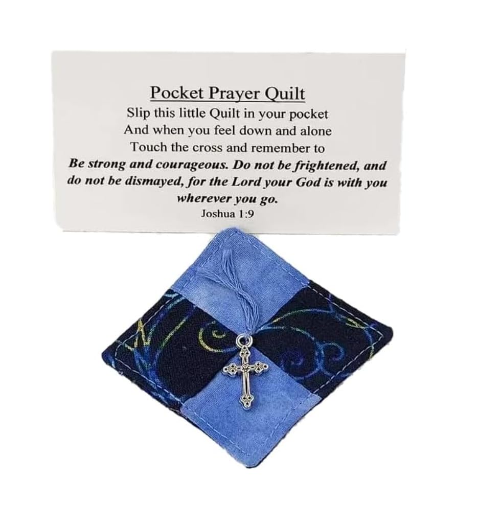Pocket Prayer Quilt Gifts, Pocket Prayer Quilt – A Gentle Reminder Of Prayer And Comfort, Pocket Prayer Quilt Crosses, With Prayer Card, Remembrance Christian Gift (Strong)