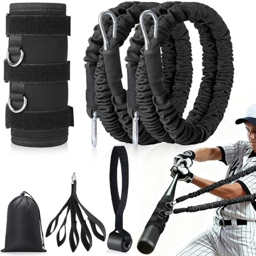 Premium Baseball Bat Weight with Resistance Bands & Door Anchor & Finger Strengthener, Baseball & Softball Resistance Trainer for Pitching & Hitting Drills to Build Arm Strength, Great to Warm-Up