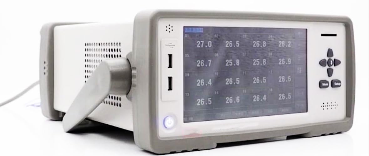 Multi-Channel Temperature Loggers 16 Channel Thermocouple Thermometer with Voltage Test 100.00V 10.000V 1.0000V 100.00mV J/K/T/E/S/N/B/R PT100 CU50 DCV Touch Screen Bar&Curve Chart Display