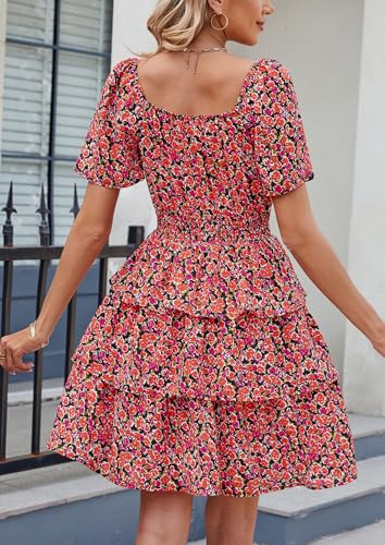 Image of PRETTYGARDEN Women's Summer Floral Ruffle Short Dress
