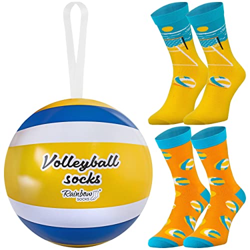 Rainbow Socks Die Socken Volleyball ein originelles Geschenk Volleyballgadget für Volleyballteam Volleyballfans FIBA-Liga Trainer von Teamspielen und Sport 2 Paar - Größe 41-46