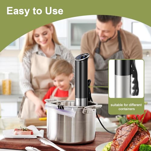 Image of Sous Vide, Wancle 1100W Immersion Circulator, IPX7 Sous Vide Cooker, Small Space-Saving Design, Sous Vide Machines with Accurate Temperature Control, Black, 120V