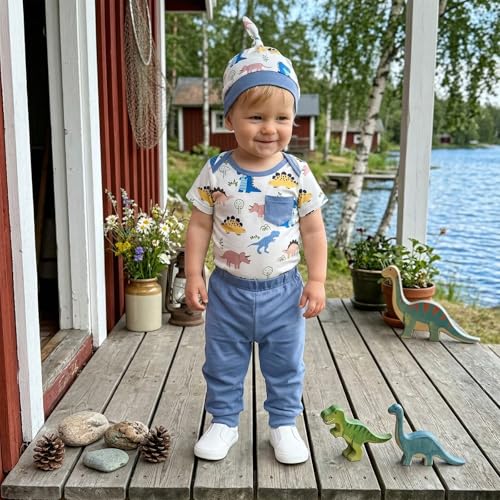 Image of Amnnchya Newborn Baby Boy Clothes Fishing Short Sleeve Romper Shirt Tops Pants Summer Spring Outfits Cute Hat Set