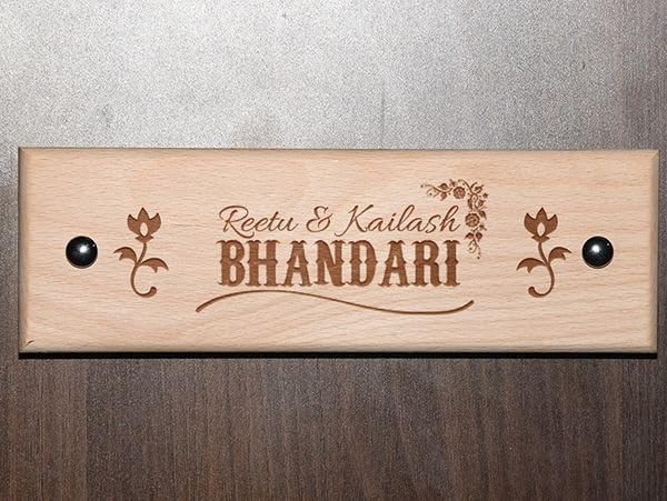 MustHome Name Plate for Home Entrance | Wooden Personalized Name Plate | Personalized wooden name plate for Home/flat/villa/bungalow/office | 30x9cm | Pure Handmade Engraved on Teak Wood 2
