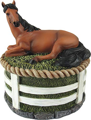 Dwk - Stallion Stash - Beautiful Brown Standard Bay Horse With Black Mane Country Western Figurine Sculpture Stash Trinket Keepsake Jewelry Storage Box Home Decor Accent And Office Accessory, 5.5-Inch #TOP1