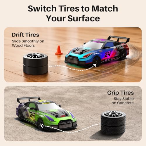 Geyiie Remote Control Cars, 2-Pack RC Cars for Boys Girls Age 8-12 | 2-Player Racing Set, Race Course Set,1:24 Scale, 4WD RC Drift Cars, Extra Grip tires, Up to 70 Minutes Per Car, Indoor Racing - image 7